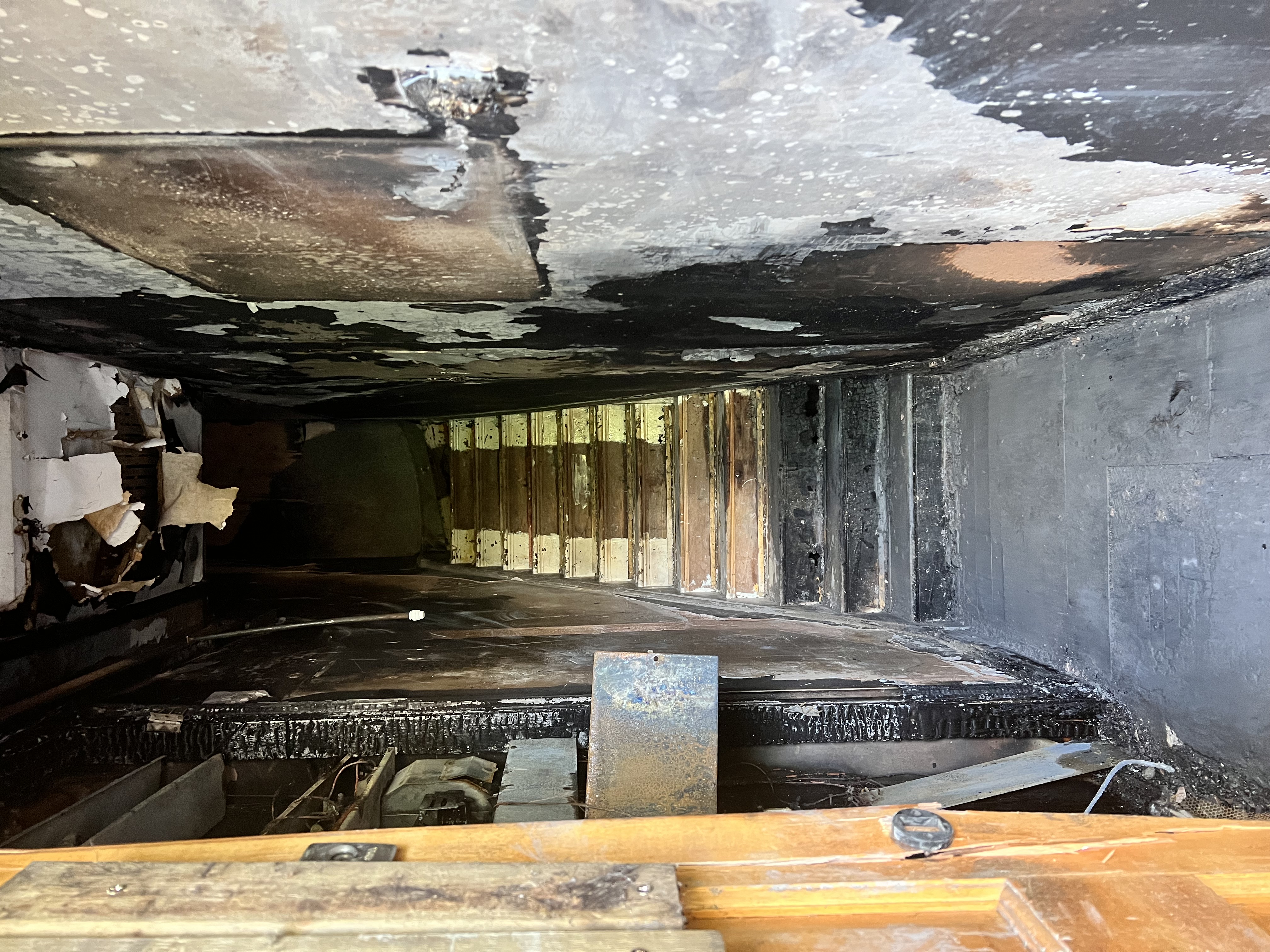 The front of Scott Angus's flat after a house fire, August 2022